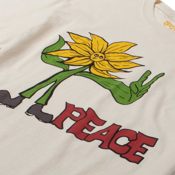Peace flower printed on the front 100% heavy cotton Natural color Crew neck short sleeve t-shirt ALT4960 close up the art