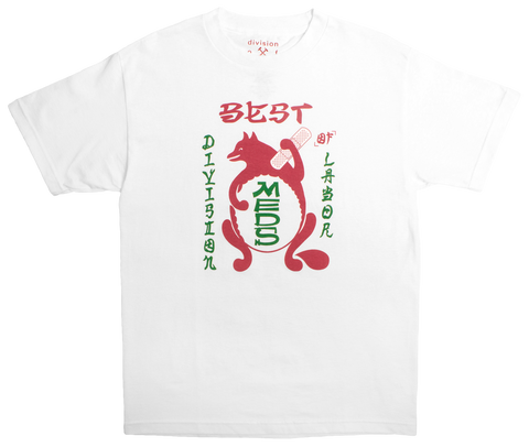 DOL Division of Labor White Tee Best Meds Fox Bear Red Green Japanese Band aid Urban Outfitters DOL DVSNOFLABOR