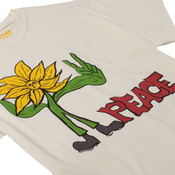 Peace flower printed on the front 100% heavy cotton Natural color Crew neck short sleeve t-shirt ALT4960 close up the art 2